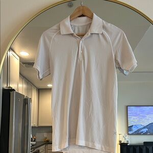 lululemon athletica Men's Light Beige Striped Polo